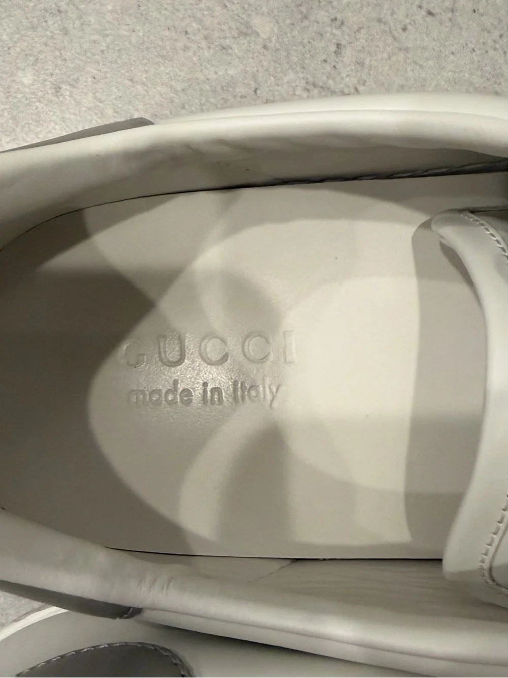 Gucci White Leather Perforated GG Logo Sneakers